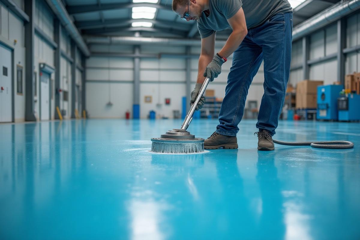 Professional concrete floor coating installation process